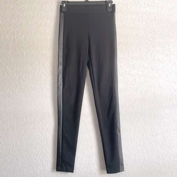 Bar III Pants - Bar III Black leggings with faux leather stripe on the side - small